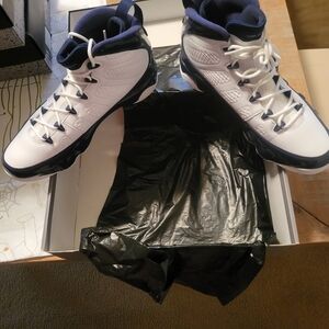 Men's White and Blue High-Top Sneakers